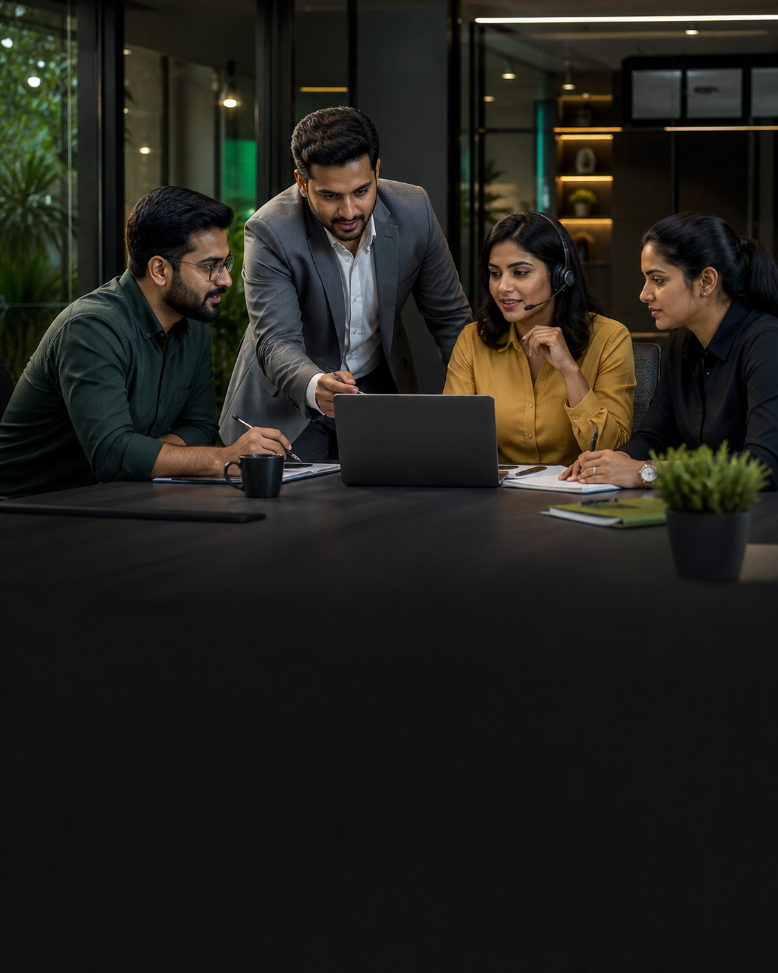 Business specialists assembled around the right customer task