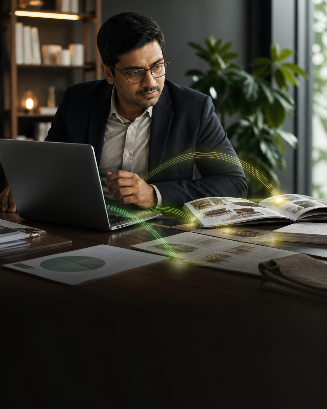Business leader connecting company knowledge into one intelligent system
