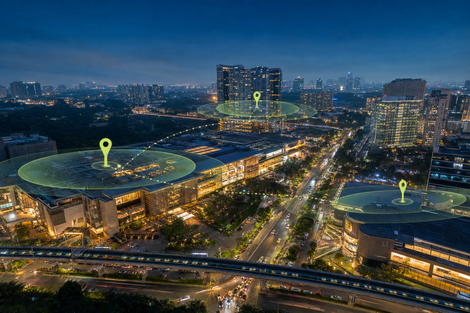 Multi-location Geo.AI campaign running across an Indian city