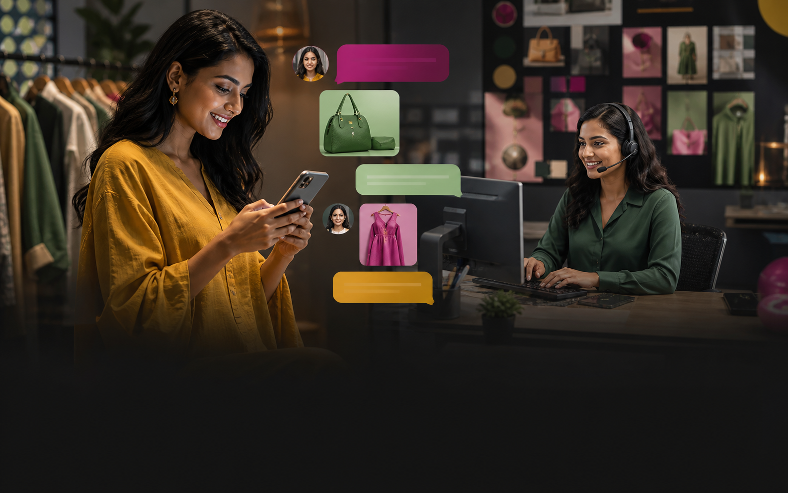 Customer and social commerce specialist continuing an informed direct-message conversation