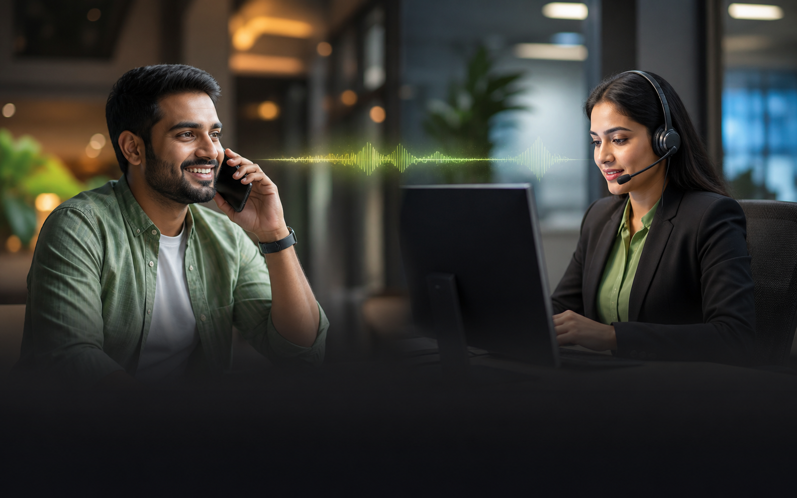 Customer having a natural voice conversation with a business specialist
